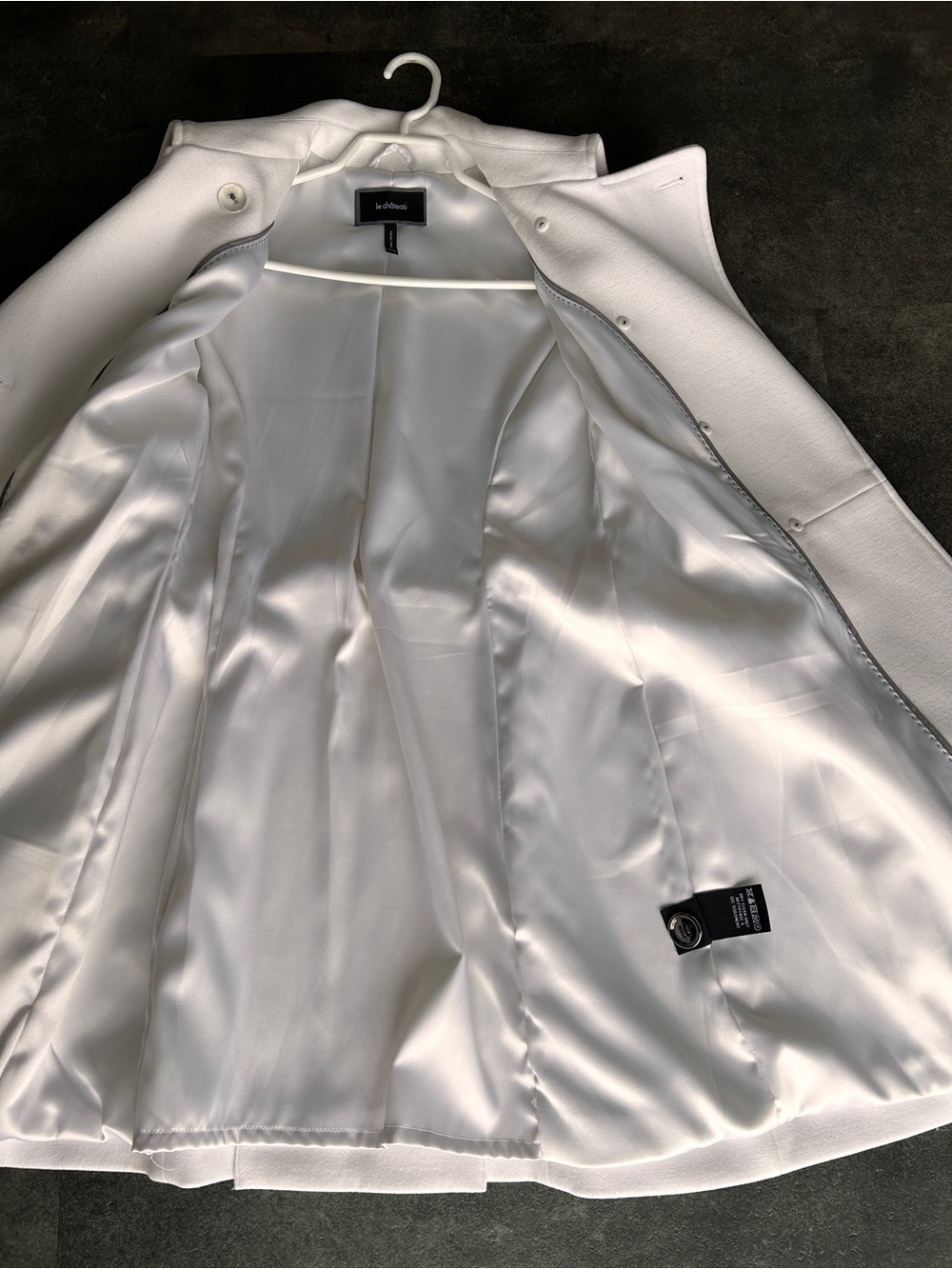 Le Château White Double-Breasted Belted Trench Coat (Wool) - Picture 3 of 11